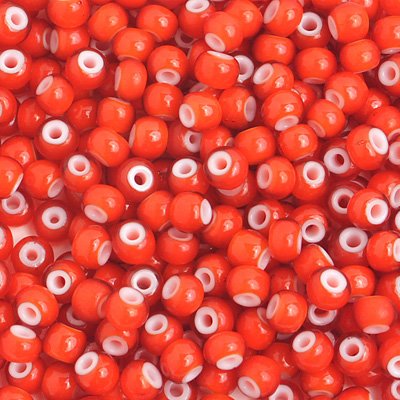 Czech Seed Beads - 6/0 - Orange White Heart (250g)