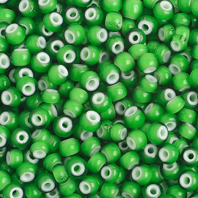 Czech Seed Beads - 6/0 - Green White Heart (250g)