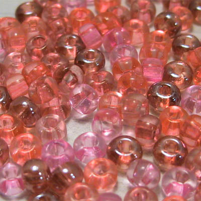 Czech Seed Beads - 6/0 - Transparent Pink Lustered Mix (500g)