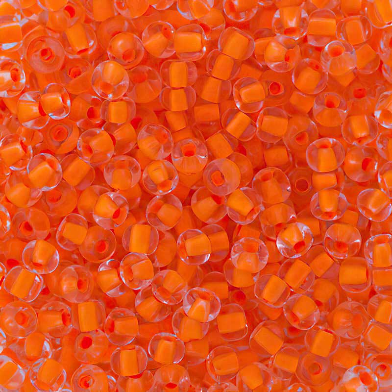 Czech Seed Beads - 6/0 - Crystal Colour-lined Neon Orange (500g)