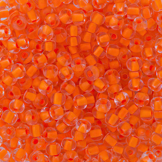 Czech Seed Beads - 6/0 - Crystal Colour-lined Neon Orange (500g)
