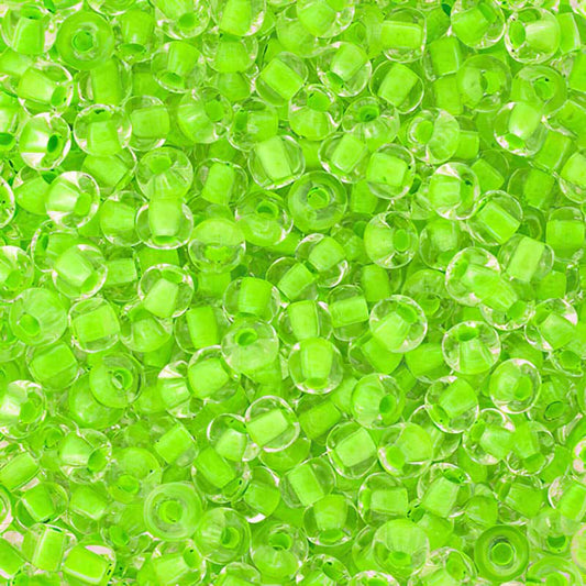 Czech Seed Beads - 6/0 - Crystal Colour-lined Neon Green (500g)