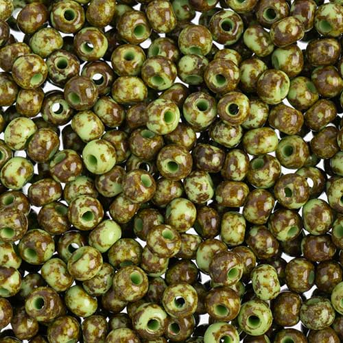 Czech Seed Beads - 6/0 - Light Green Travertine (500g)
