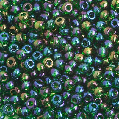 Czech Seed Beads - 6/0 - Transparent Dark Green AB (500g)