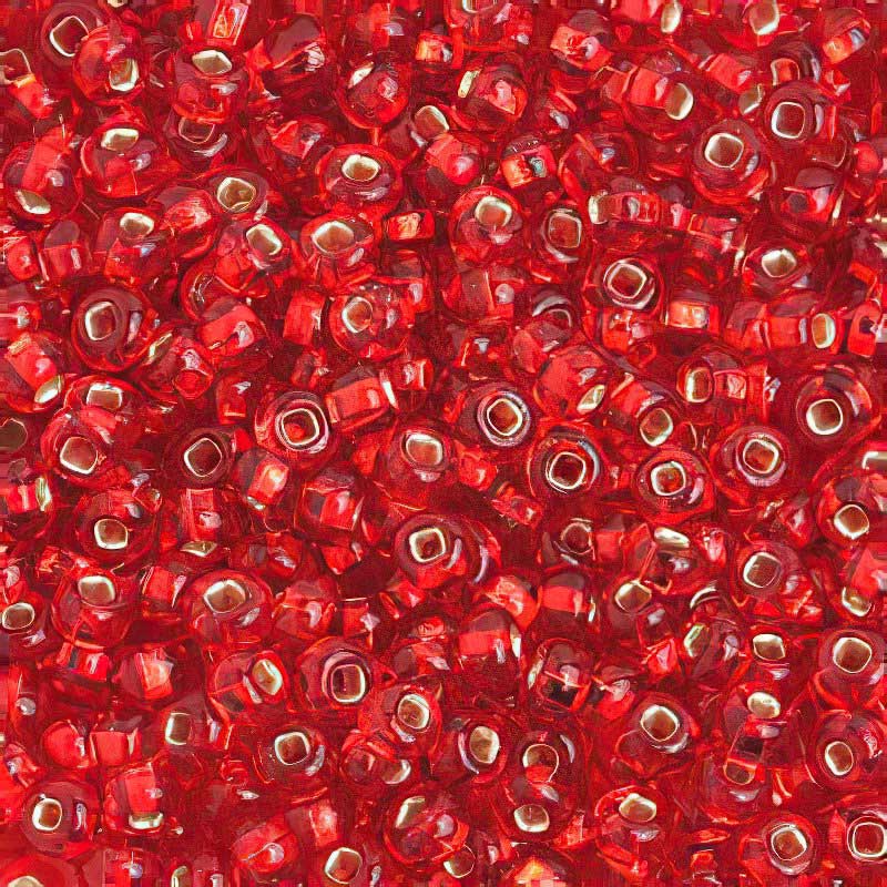 Czech Seed Beads - 6/0 - Silver Lined Light Red (20g)