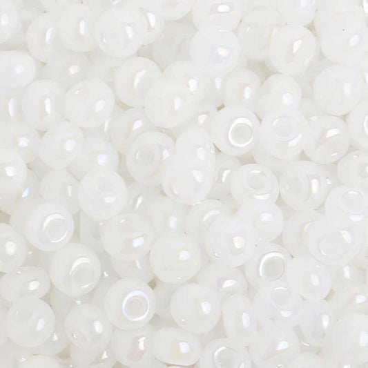 Czech Seed Beads - 6/0 - Opaque Pale White AB (500g)