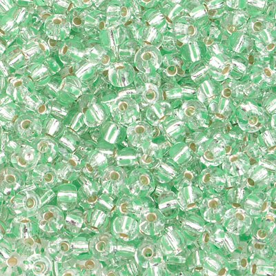 Czech Seed Beads - 6/0 - Silver Lined Striped Green/Crystal (500g)