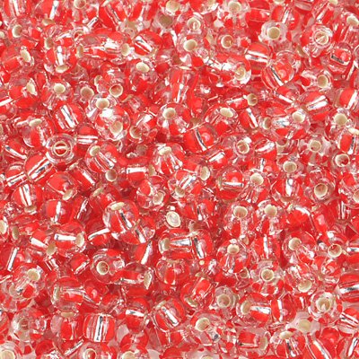 Czech Seed Beads - 6/0 - Silver Lined Striped Red/Crystal (500g)
