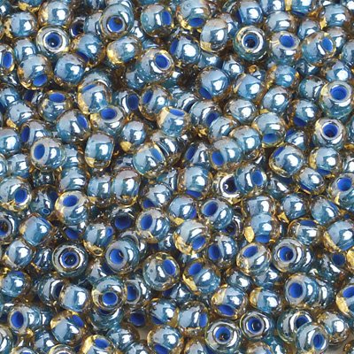 Czech Seed Beads - 6/0 - Colour Lined Blue/Light Topaz (500g)