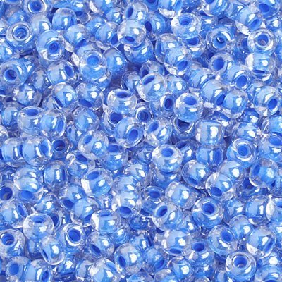 Czech Seed Beads - 6/0 - Colour Lined Blue/ Crystal (500g)