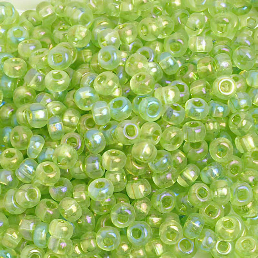 Czech Seed Beads - 6/0 - Transparent Light Green Rainbow AB (500g)