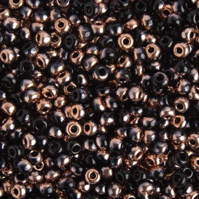 Czech Seed Beads - 6/0 - Opaque Black Capri Gold Half Coat (100g)