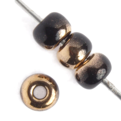 Czech Seed Beads - 6/0 - Opaque Black Gold Half Coat (100g)