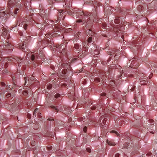 Czech Seed Beads - 6/0 - Colour lined Crystal/Rose Pink Metallic (500g)