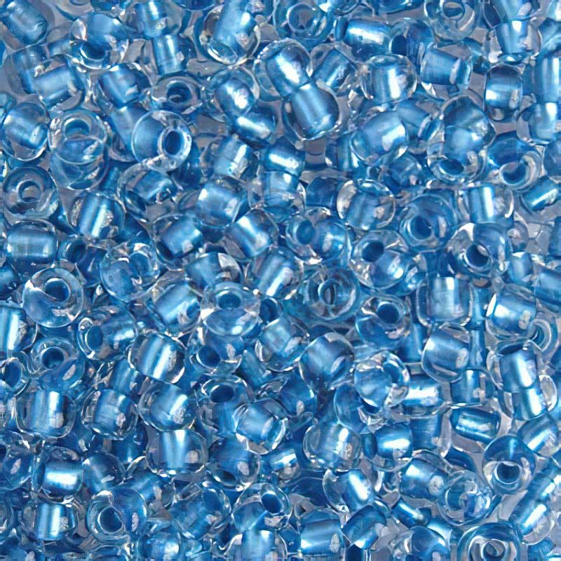 Czech Seed Beads - 6/0 - Colour lined Crystal/Blue Metallic (500g)
