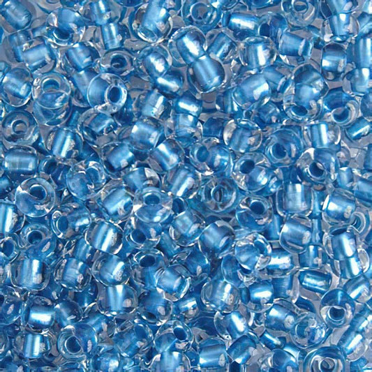 Czech Seed Beads - 6/0 - Colour lined Crystal/Blue Metallic (500g)