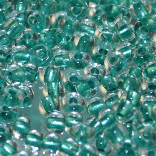 Czech Seed Beads - 6/0 - Colour lined Crystal/Green Metallic (500g)