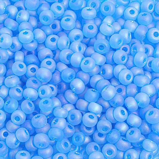 Czech Seed Beads - 6/0 - Transparent Aqua AB Matte (20g)