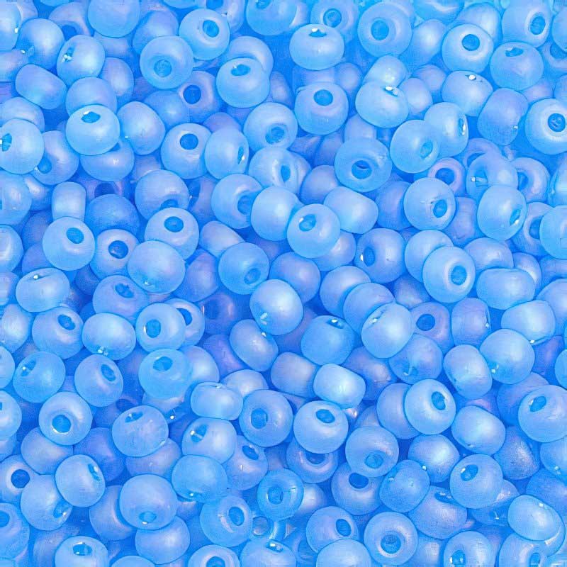 Czech Seed Beads - 6/0 - Transparent Aqua AB Matte (500g)