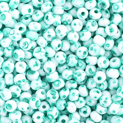 Czech Seed Beads - 6/0 - White Green Terra Melafyr (500g)