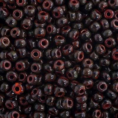 Czech Seed Beads - 6/0 - Opaque Orange/Black Travertine (250g)