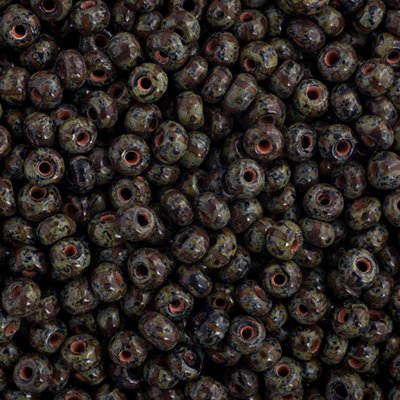 Czech Seed Beads - 6/0 - Opaque White/Black Travertine (250g)