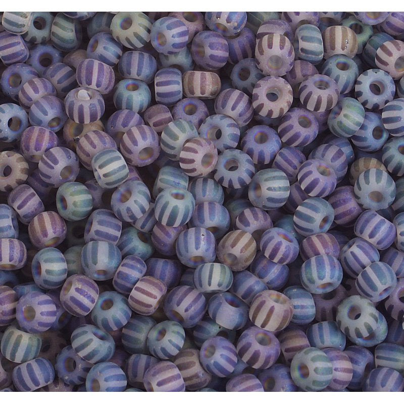 Czech - 4/0 Seed Beads - Striped Transparent Dark Blue Matte (500g)