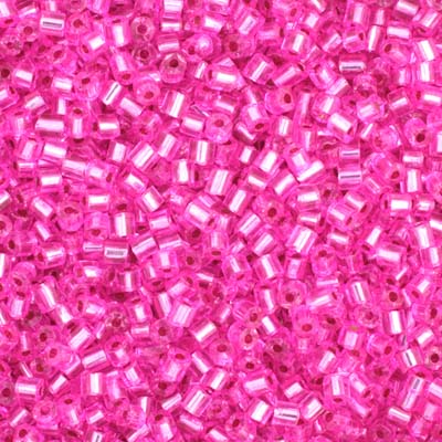 Czech - 10/0 2-cut Seed Beads - Silver Lined Fuchsia Dyed (500g Strung)