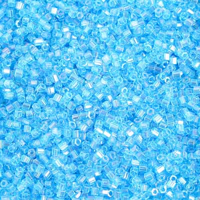 Czech - 10/0 2-cut Seed Beads - Transparent Light Aqua AB (500g Strung)