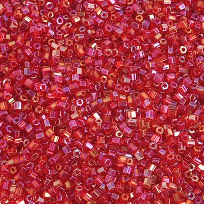 Czech - 10/0 2-cut Seed Beads - Transparent Red AB (500g Strung)