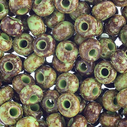 Czech - 32/0 Seed bead - Light Green Travertine (250g)