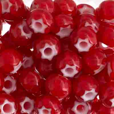 Czech - 32/0 Seed bead - Cornelian White Star Red (50g)