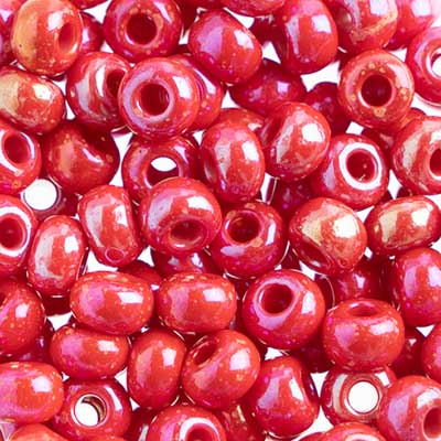 Czech - 32/0 Seed bead - Opaque Medium Red Rainbow (250g)
