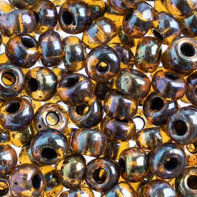 Czech - 32/0 Seed bead - Transparent Topaz Rainbow Blacklined (250g)