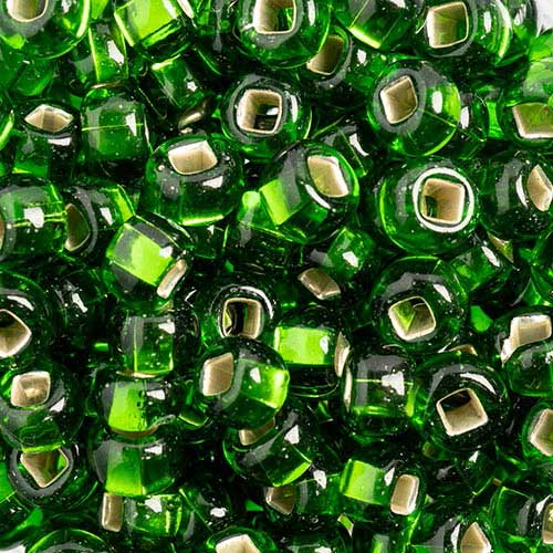 Czech - 32/0 Seed bead - Silver Lined Transparent Medium Green (250g)
