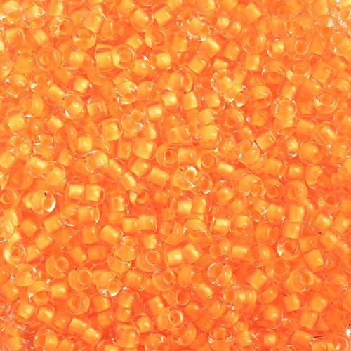 Czech Seed Beads - 11/0 - Color Lined Crystal Neon Orange (23g)