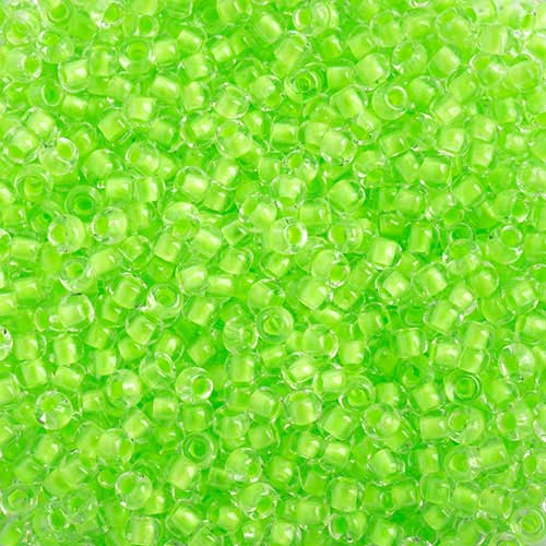 Czech Seed Beads - 11/0 - Color Lined Crystal Neon Green (23g)