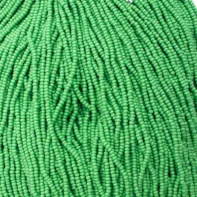 Czech - 11/0 Seed bead - Opaque Medium Green (500g Strung)