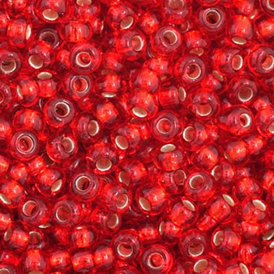 Czech Seed Beads - 11/0 - Silver Lined Light Red (23g)