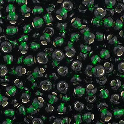 Czech Seed Beads - 11/0 - Silver Lined Dark Green (23g)