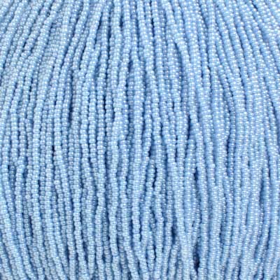 Czech - 11/0 Seed bead - Opaque Stripe Pearl Pale Blue Dyed (500g Strung)