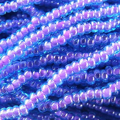 Czech Seed Beads - 11/0 - Color Lined Aqua Amethyst (hank)