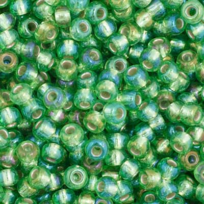 Czech - 11/0 Seed bead - Silver Lined Green Rainbow (250g)