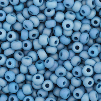 Czech Seed Beads - 11/0 - Opaque Medium Blue AB Matte (23g)