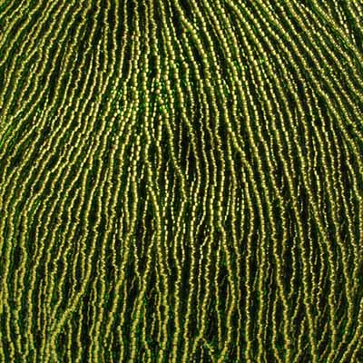 Czech - 11/0 Seed bead - Transparent Green Copperlined (500g Strung)