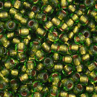 Czech - 11/0 Seed bead - Transparent Green Copperlined (250g)
