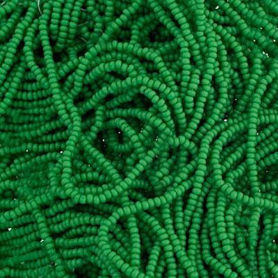 Czech - 12/0 Seed Bead - Opaque Green (500g Strung)