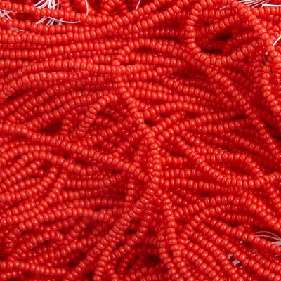 Czech - 12/0 Seed Bead - Opaque Medium Red (500g Strung)