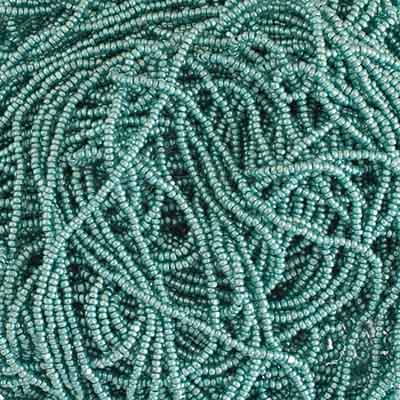 Czech - 13/0 Charlotte - Metallic Mint Terra (100g Strung)