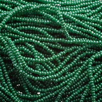 Czech - 13/0 Charlotte - Opaque Green Luster (100g Strung)